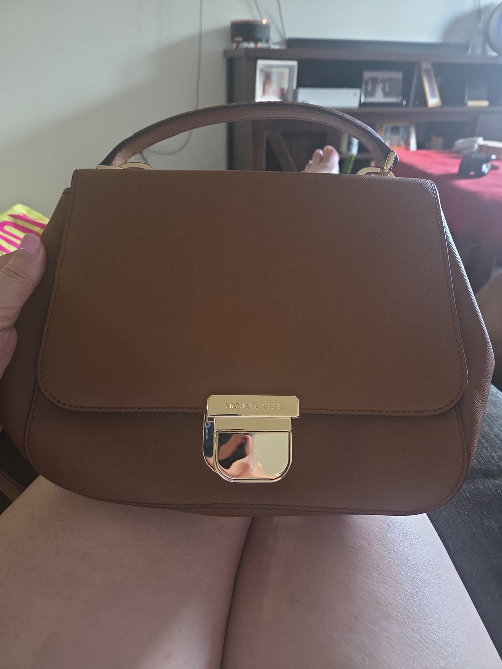 Michael Kors Cognac Leather Top-Handle Satchel with Gold Hardware - Picture 1 of 11